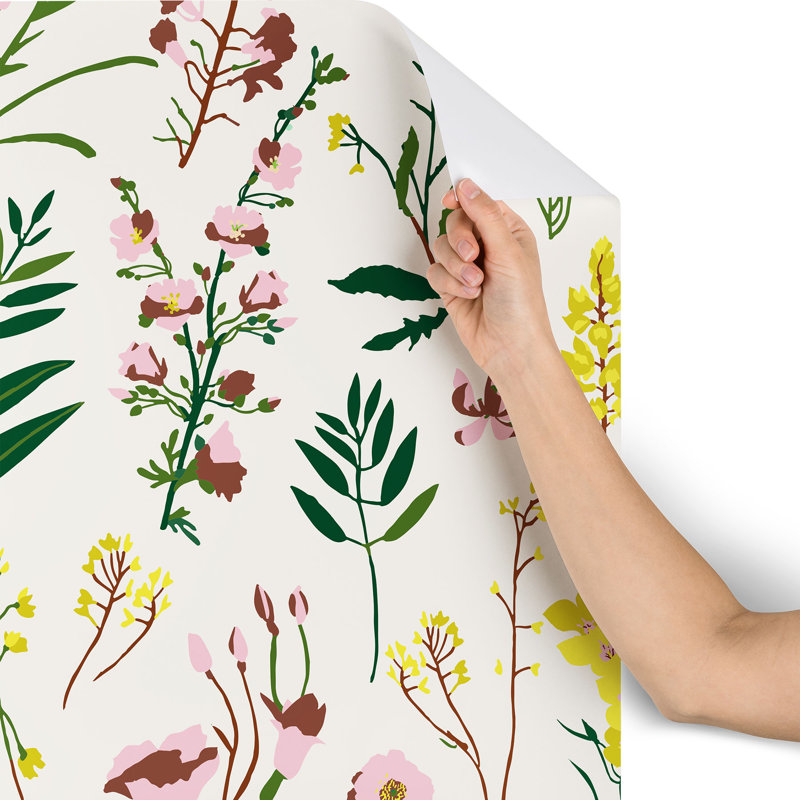 Panneau de papier peint autocollant et adhésif holli zollinger wildflower, 8' L x 24" W