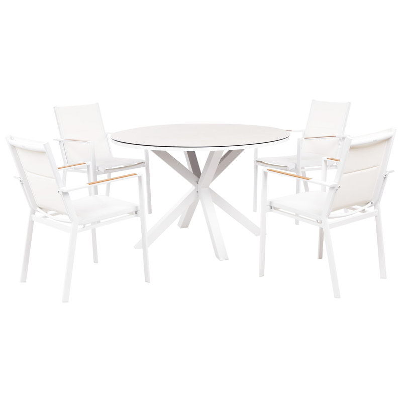Bucyrus 4 - Person Patio Dining Set with Round Table, White