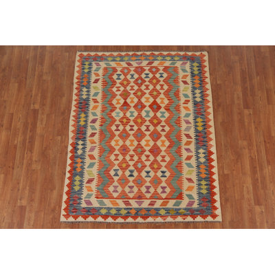 Reversible Wool Kilim Area Rug 5x6