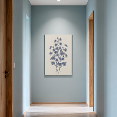 Plantes et fleurs, motif floral botanique bleu