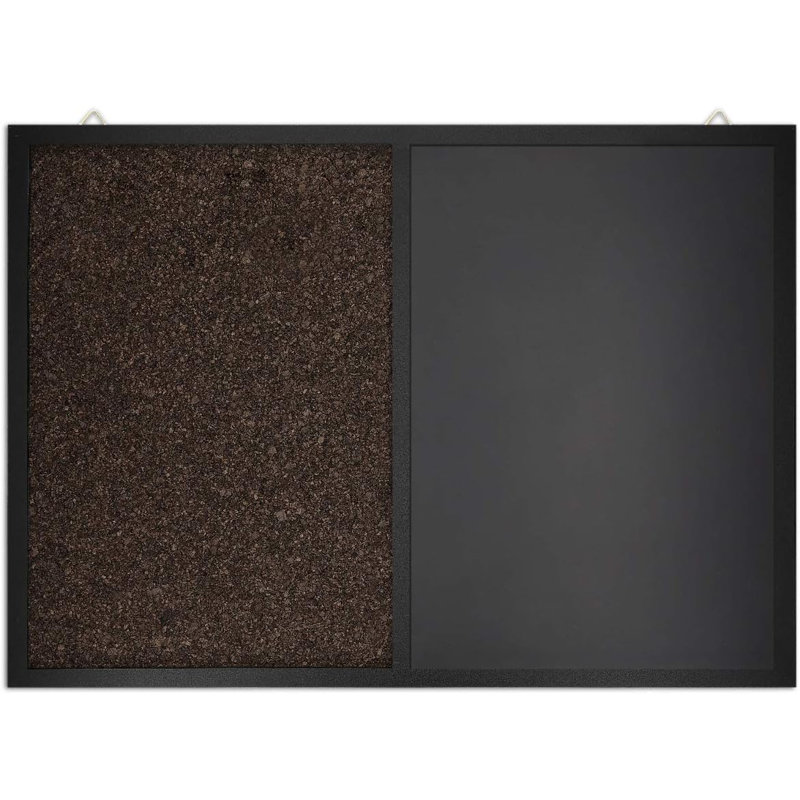 Tableau combiné de craies et de liège 24 x 36 po pour tableau mural, tableau noir encadré avec craie, punaises et aimants