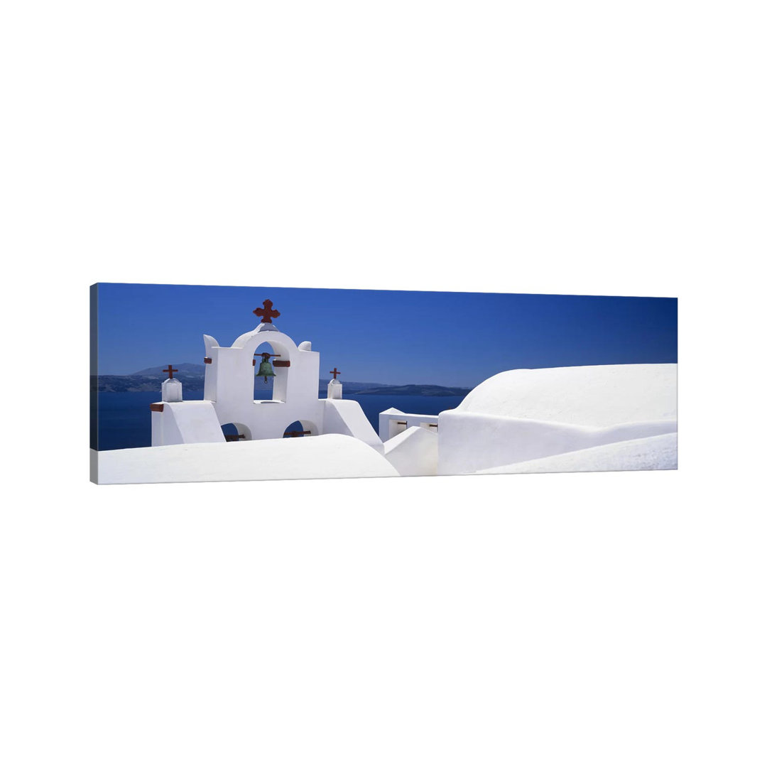 Church, Oia, Santorini, Cyclades Islands, Greece - Wrapped Canvas Panoramic Photograph