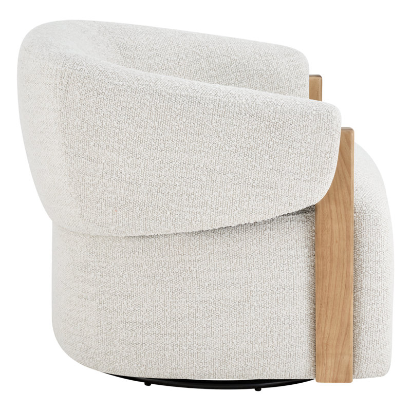 Denice Longfield Upholstered Swivel Accent Chair, Merino Pearl Boucle