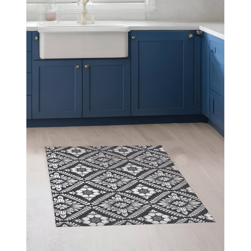 Tapis de cuisine à motif géométrique Talia, Gris anthracite, Rectangulaire 3 pi x 5 pi