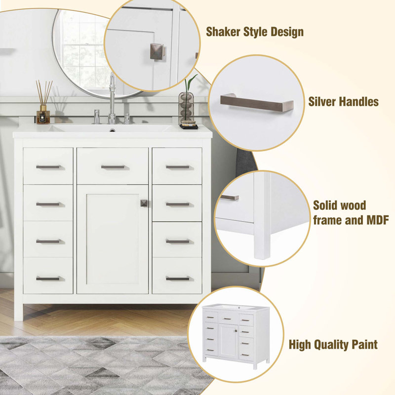 Meuble-lavabo simple 36 po avec plateau en résine Tanisia