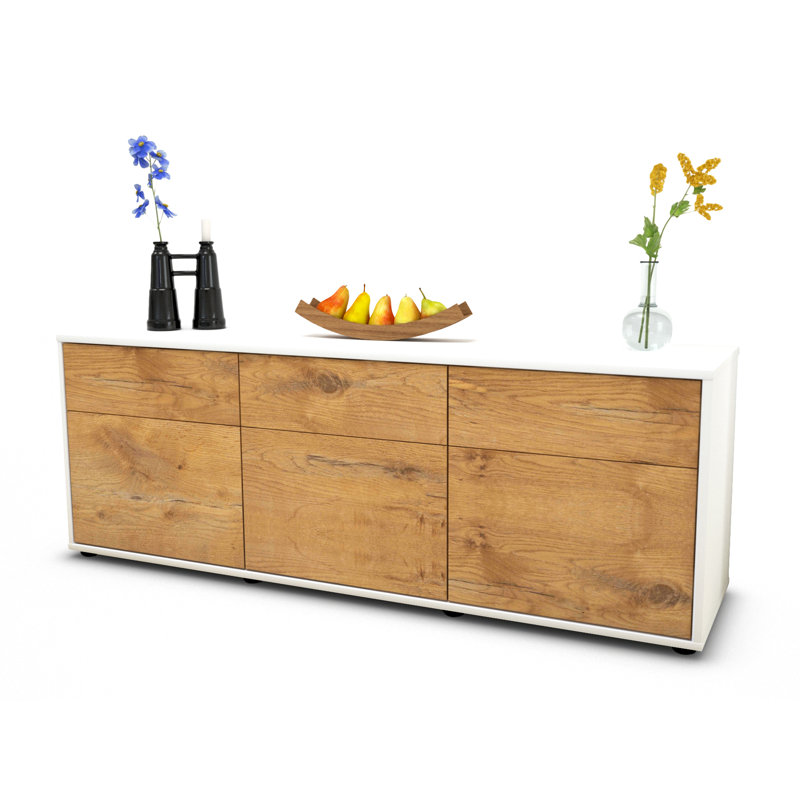 Wynkoop Unfinished TV Stand for TVs up to 60", Oak / Matt White