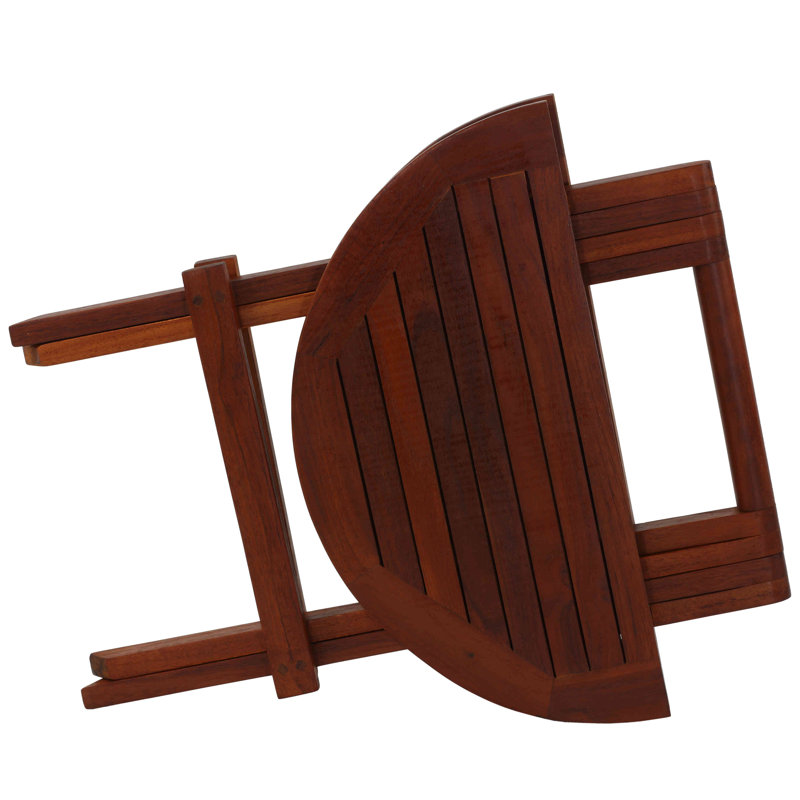 Magdy Round Teak Outdoor Folding Side Table