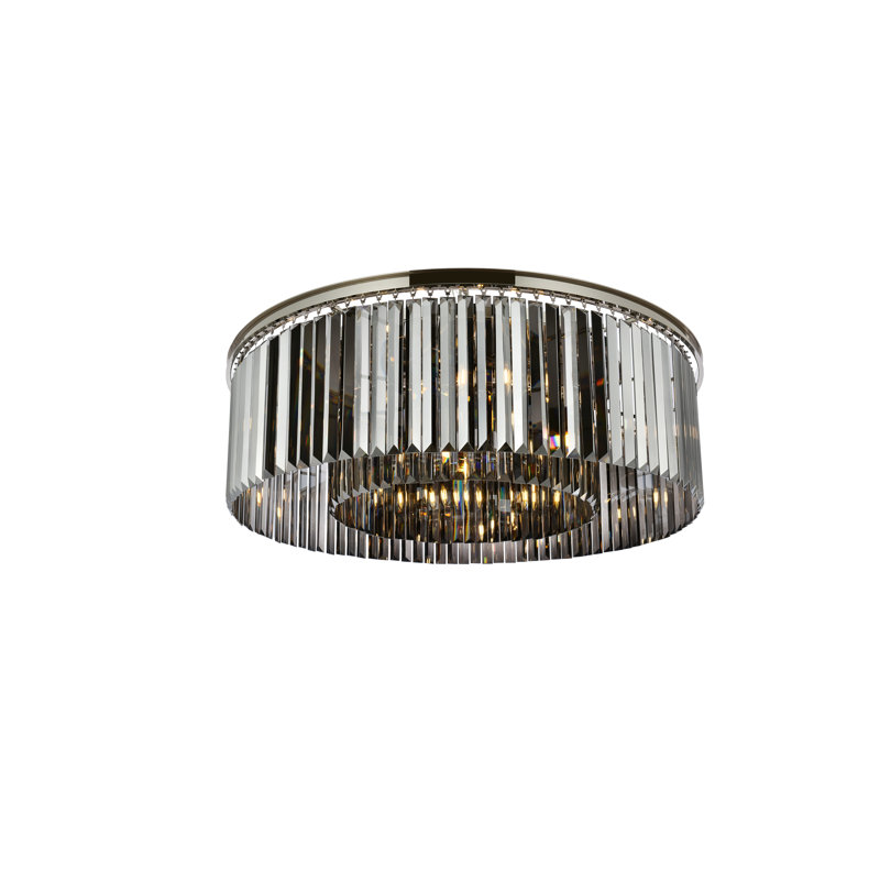 Yazmin Crystal Flush Mount, Gray, Polished Nickel