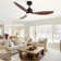 Loritta 52'' 3 - Blade Large Indooor Ceiling Fan With Light Kit and Remote, 3 LED Colours, 6 Speed Noiseless DC Motor, 5'' Downrod, Timer