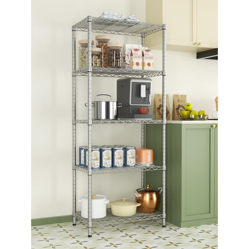 Tablettes de rangement réglables, Argent argent, H 59,5 po x l 24 po x P 14 po