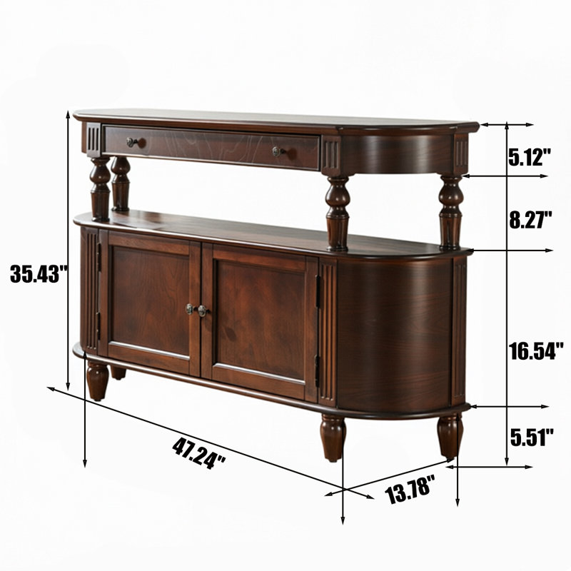 Solid Wood Top Console Table, H 35,43 po x l 47,24 po x P 13,78 po