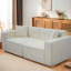 Canapé moderne 3 places avec sac de charge et de rangement: velours de lin blanc pour le salon, chambre à coucher, lit d'appoint - revêtement moelleux, siège rembourré, chambre à coucher-289808829-289808816
