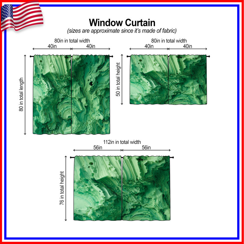 Rideaux de fenêtre texturés verts abstraits et transparents - 2 panneaux, 80in x 82in - 2 panels, Sheer