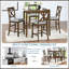 Ensemble de table de salle à manger 5 pièces, ensemble de table de salle à manger carrée en bois pour 4 personnes, ensemble de table de cuisine à hauteur de comptoir avec table carrée et 4 chaises rembourrées pour petit espace, noyer