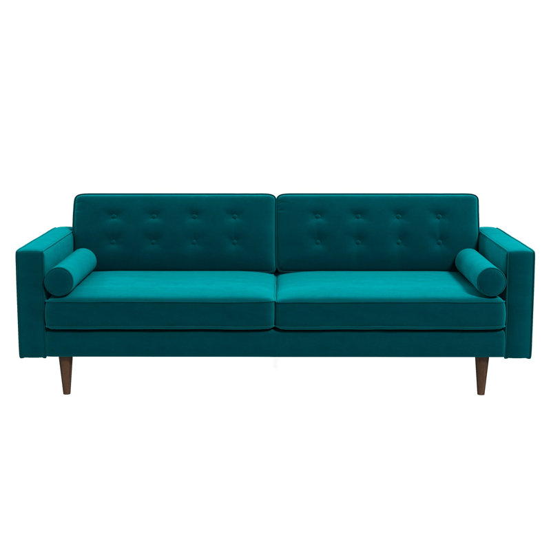 Canapé Casey capitonné en velours turquoise