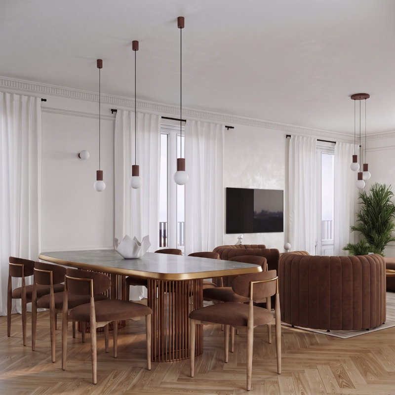 Halo - Light Brushed Nickel Pendant, 12x12x120 cm, Brown, 1 Light