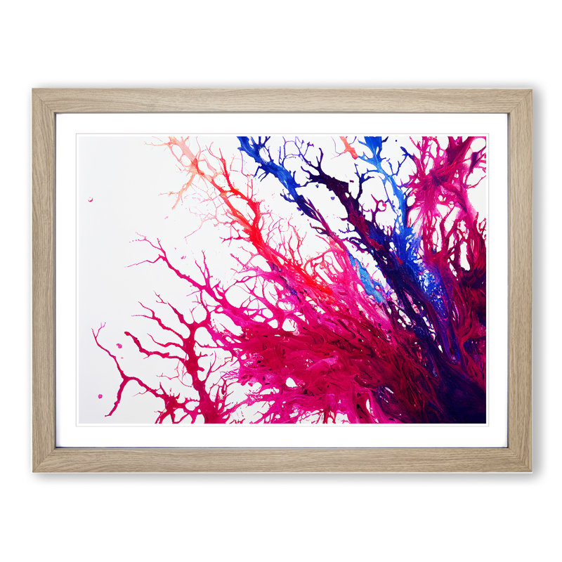 Abstract Coral Reef Art - Single Picture Frame Print, Oak, 46cm H x 64cm W x 2cm D