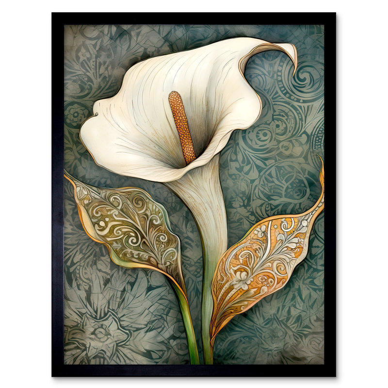 Busina William Morris Style Art Nouveau Calla Lily Flower - Single Picture Frame Print