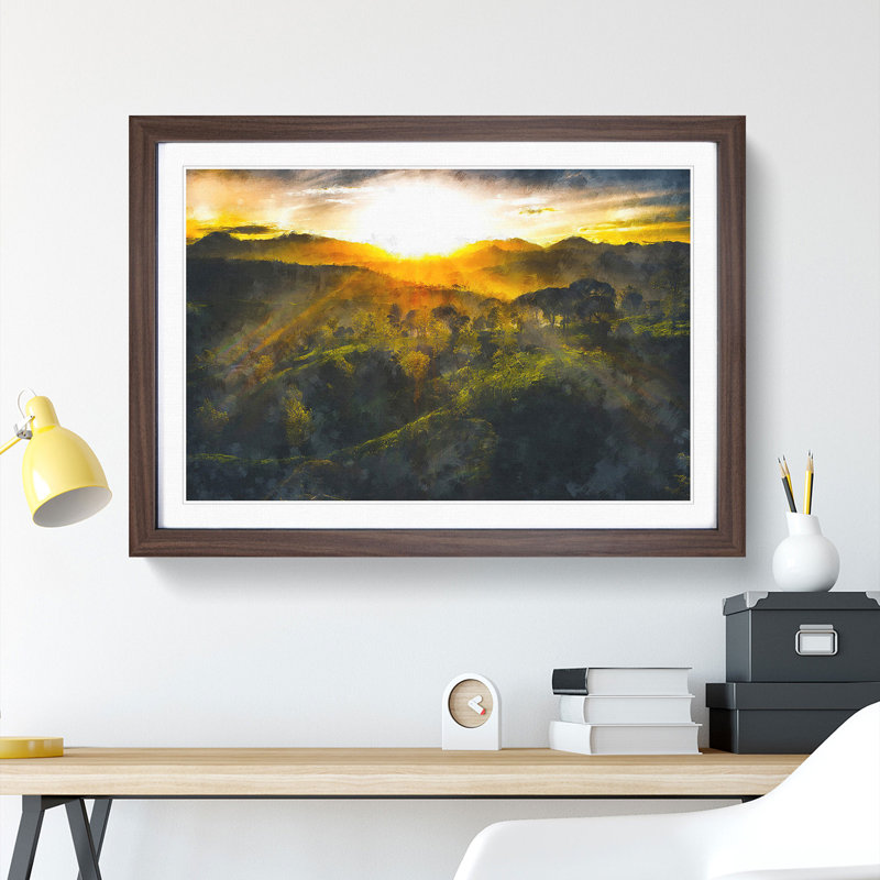 Sunlight over the Countryside - Picture Frame Graphic Art Print, Walnut Framed, 24cm H x 33cm W x 2cm D