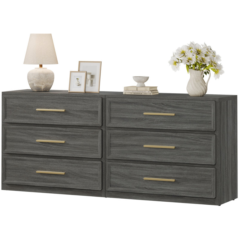 Table de chevet 3 tiroirs Cesiro Accent, Ensemble de 2, Gris