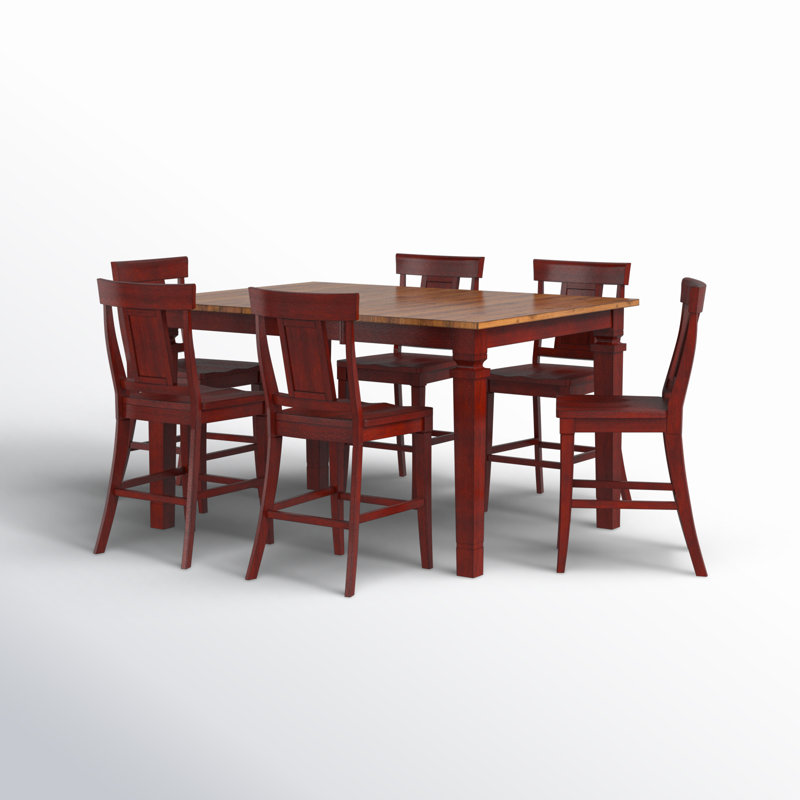 Alyra 6 - Person Extendable Solid Wood Top Four Leg Dining Set, Antique Berry
