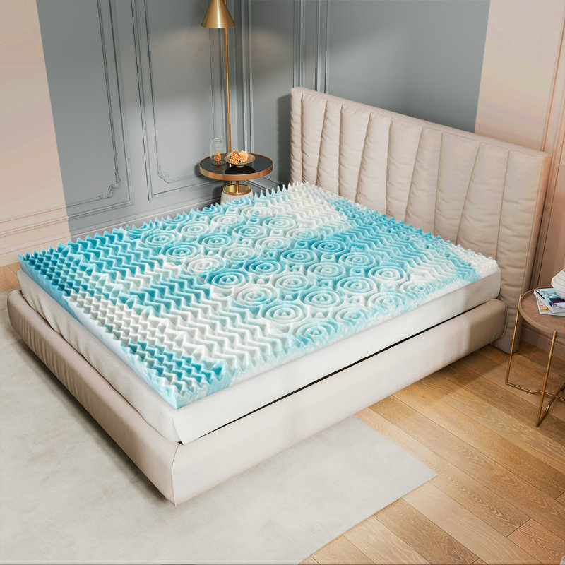 5-Zone Memory Foam Mattress Topper, Gel Infused Foam Mattress Topper For Pressure Relief Bed Topper, 3", California King