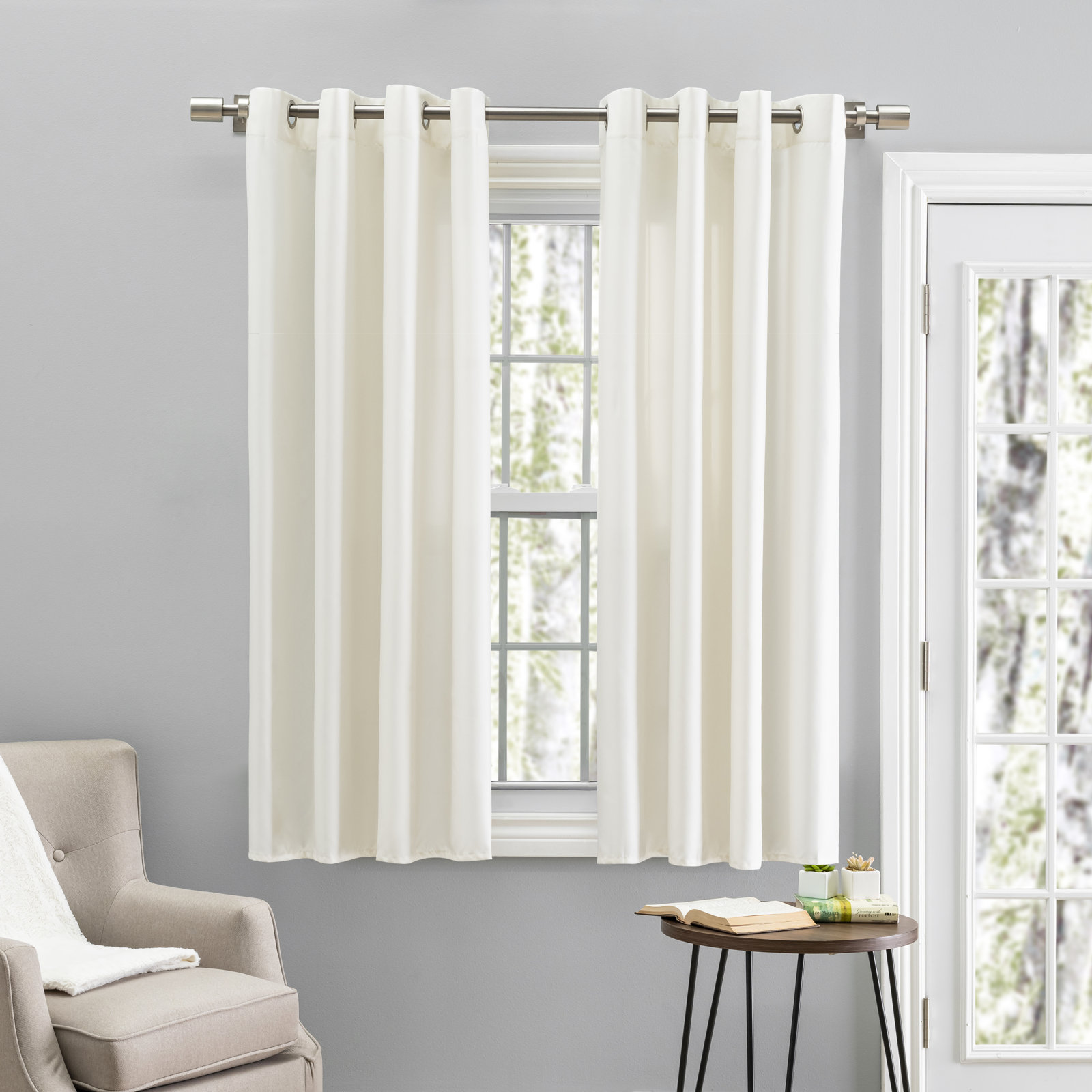 Room Darkening Synthetic Curtain, 56" W x 54" L, Ivory