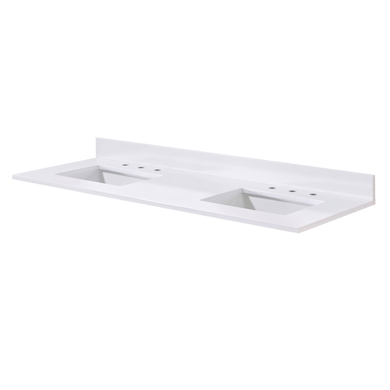 Andalo 61" Double Bathroom Vanity Top in Snow White with Sink
