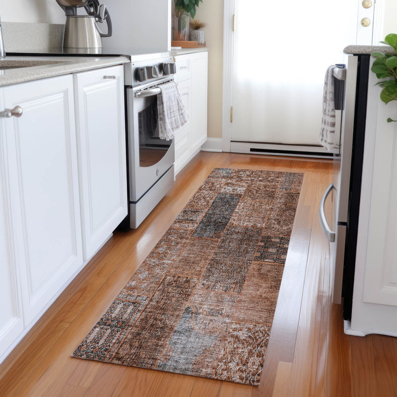 Tapis intérieur / extérieur Mohssen avec envers antidérapant, Tapis de couloir 2 pi 3 po x 7 pi 6 po