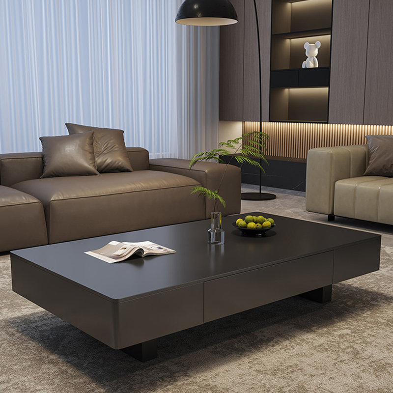 Italian style Minimalist coffee table, 13.8" H x 55.1" L x 27.6" W, Black