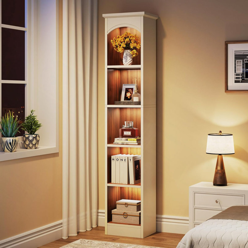 Bibliothèque de coin moderne 70,86 "à 5 niveaux pour salon, bureau, chambre à coucher