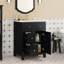 Meuble-lavabo moderne de 24 pouces, lavabo en céramique, métal rustique, charnières silencieuses, rangement pour pinceaux de maquillage, style campagne française, tiroirs, tablette réglable pour flacons de bain de bouche