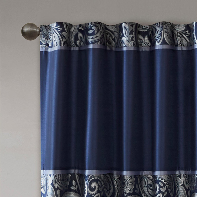 Paire de rideaux en jacquard Thornton, Bleu marine, L 10,24 po x H 9,45 po
