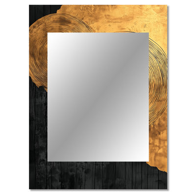 Mysteries Of A Dark Onyx Wood Slice III - Forest Decorative Wall Mirror, Traditional Mirror, Printed Metal Art
