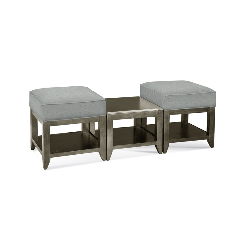 Elements Upholstered Cube Ottoman, Light Blue Performance Fabric; 0851-55, Stone Hearth
