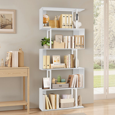 6-Tier Geometric Bookcase with Lighting