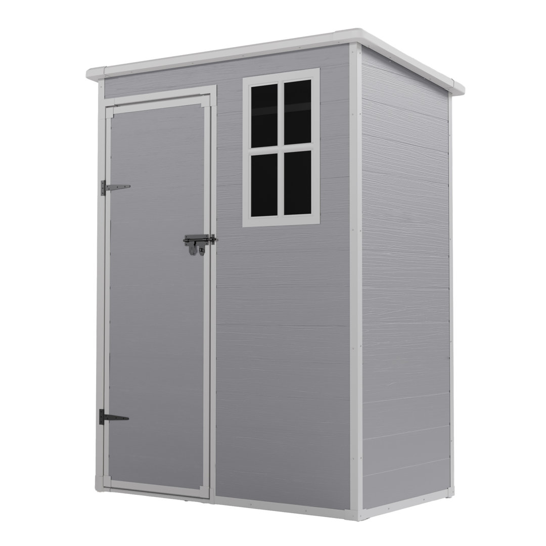5 ft. W × 3 ft. D Durable Resin Outdoor Storage Shed With Floor and Doors for Garden Patio Furture and Tools Hermes Siding
