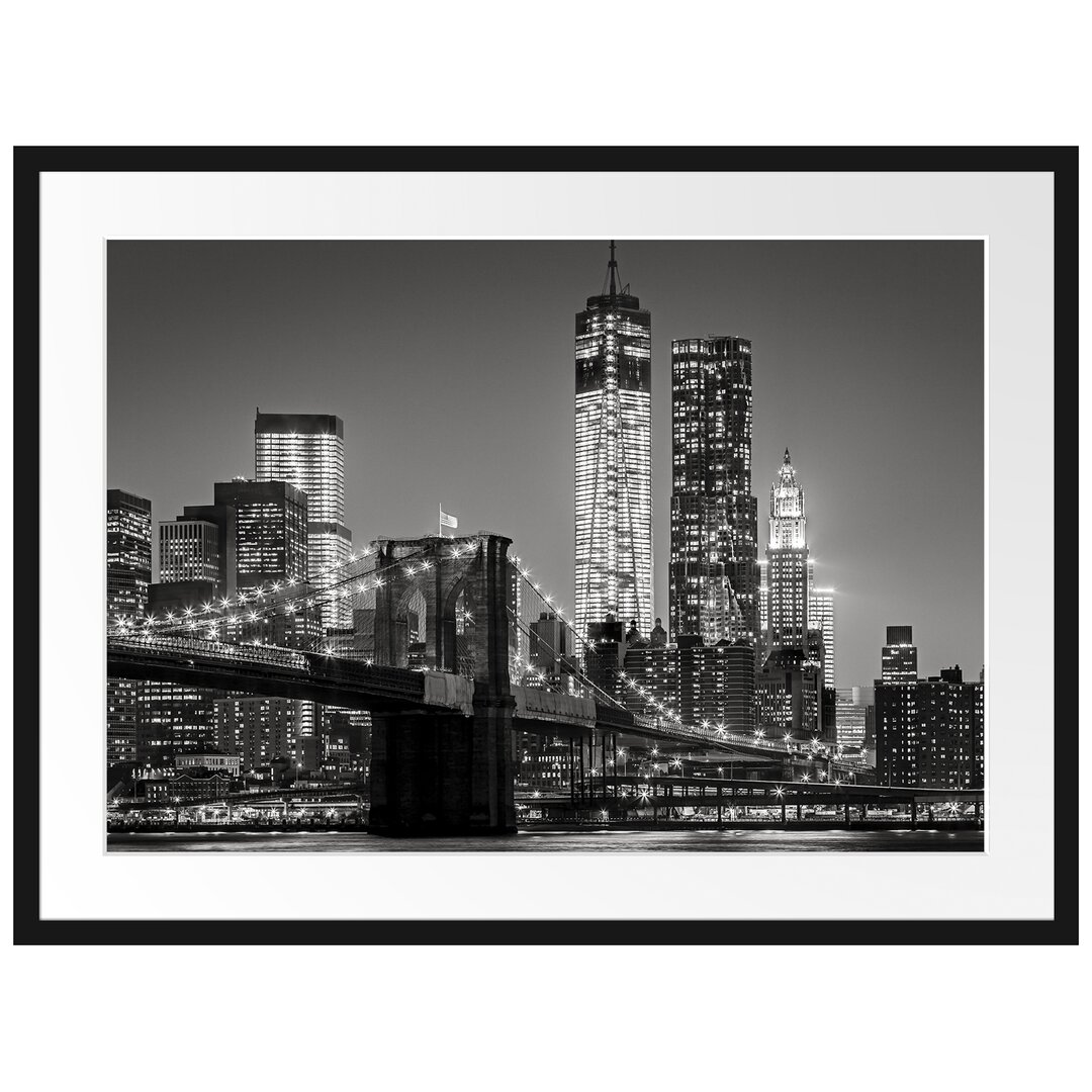 Gerahmtes Poster New York City Skyline bei Nacht