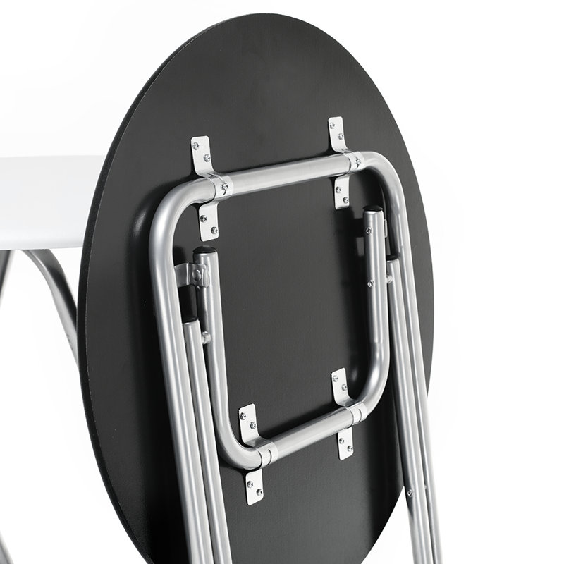 Salem Extendable Round Metal Base Dining Table, Black