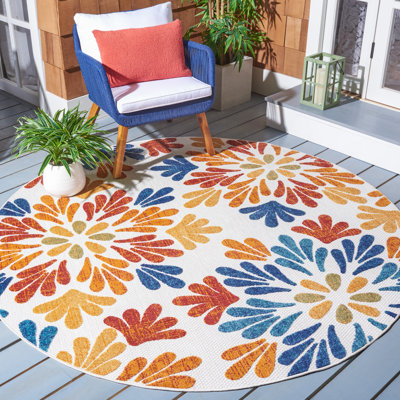 Fuhr Floral Orange/Beige/Blue Indoor / Outdoor Area