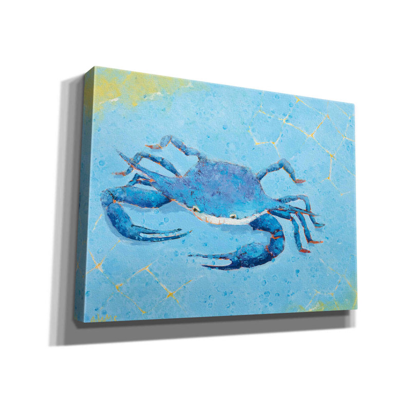 Crabe V - peinture sur toile tendue, H 12 po x l 16 po x P 0,75 po