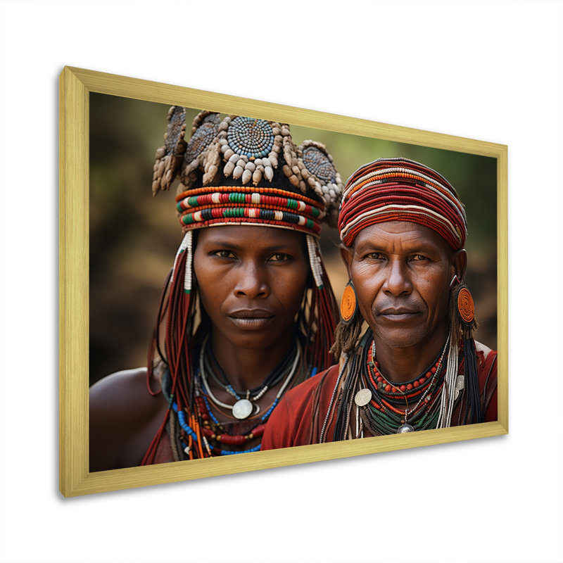 «Clapperton African Tribes», impression sur toile, H 16 po x l 32 po x P 1 po, Encadrement doré