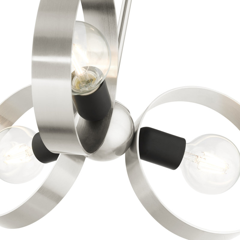 Lustre géométrique unique à 3 lumières Maubray, Nickel brossé