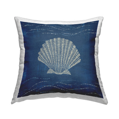 Clam Shell on Blue Printed Outdoor Throw Pillow Design by Jetty Home, LLC