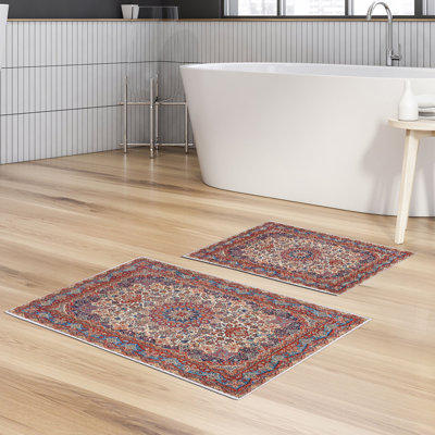 Ensemble de luxueux tapis de bain (2 pièces), 100% polyester, antidérapant, antibactérien | Dimensions: 19,7 po x 23,6 po et 23,6 po x 39,4 po | Tissu ultra-absorbant et facile à nettoyer, lavable à la machine à 86 ° F | Parfait pour la salle de bain ou le spa