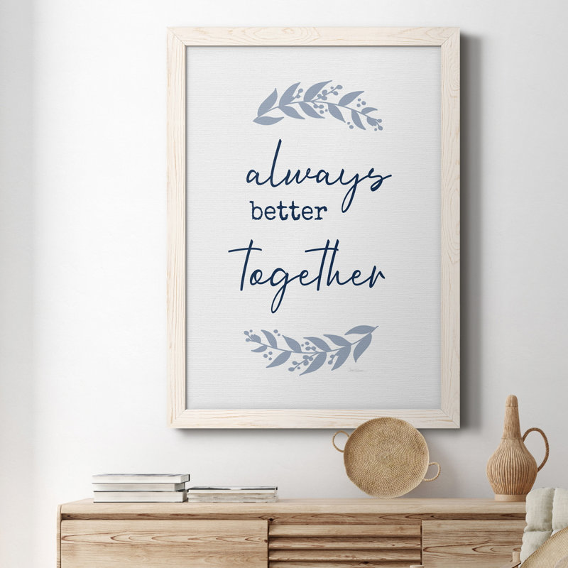 «Always Together», art textuel sur toile, 20" H x 17" W x 1" D, Blanc