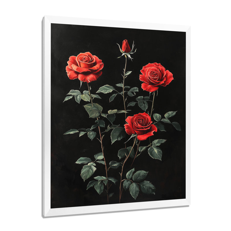 Luna - décoration murale florale, H 32 po x l 16 po, Reproduction encadrée d'une seule photo, Blanc