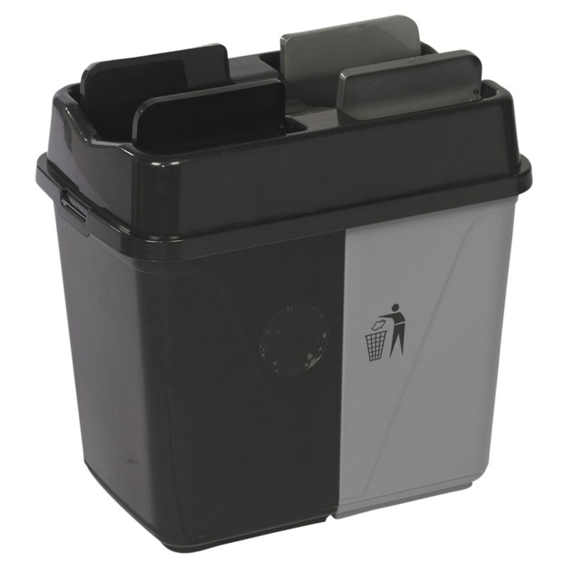 Plastic Kitchen Trash Can, Black/Grey, 40L
