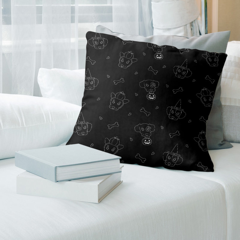 Coussin décoratif 14 po, 20 po x 20 po, Noir / Blanc