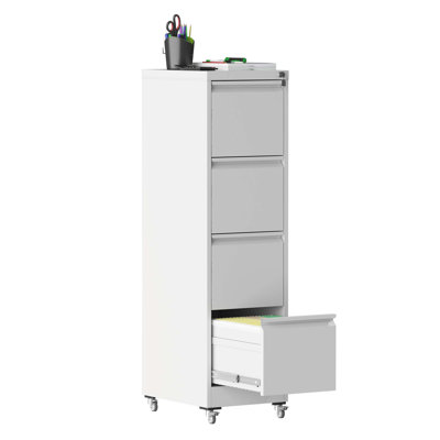 4 Drawer Metal Locking Vertical File Cabinet On Wheels – Heavy-Duty Lockable Cabinet For Home & Office